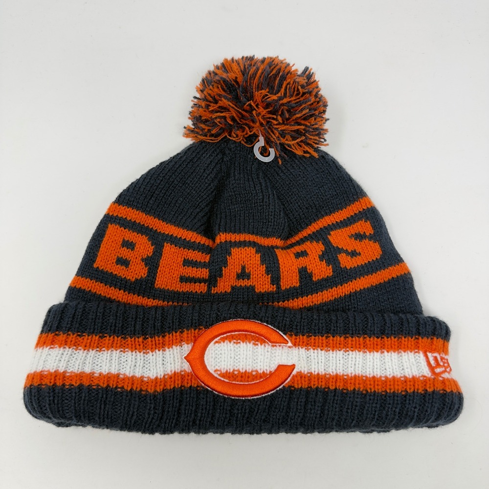 New Era On Field NFL Authentic Chicago Bears Knit Beanie Hat Pom Fleece Lined‎